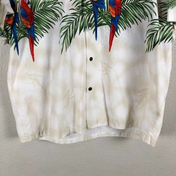 KYs Shirt White Tropical Print Button Up Collared Casual Vacation Mens X Large - Picture 4 of 11